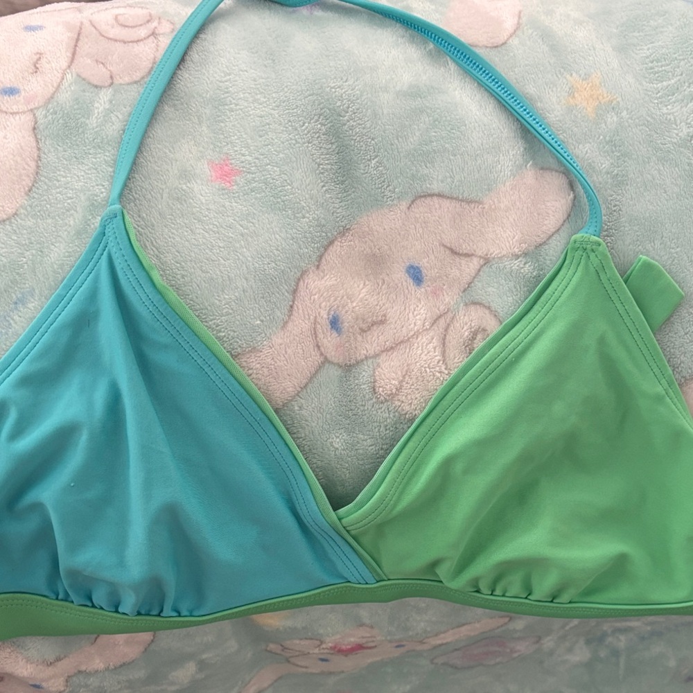 Green and Blue Bikini Top